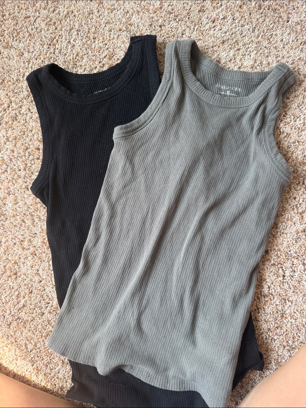 Maurice's Ribbed Tank Top - Black and Olive (Set of 2)